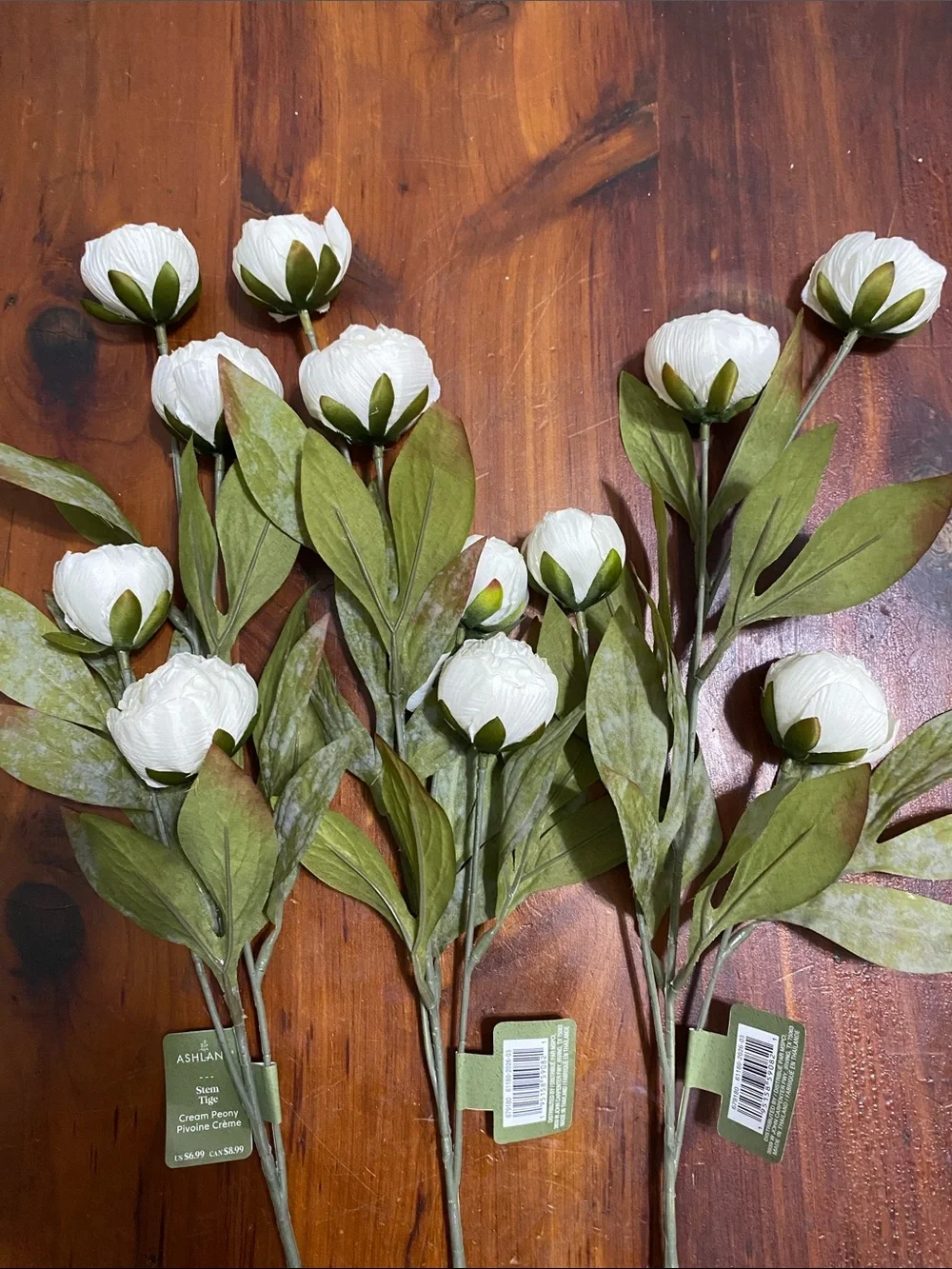Ashland Peony Stems Cream 3 Stems